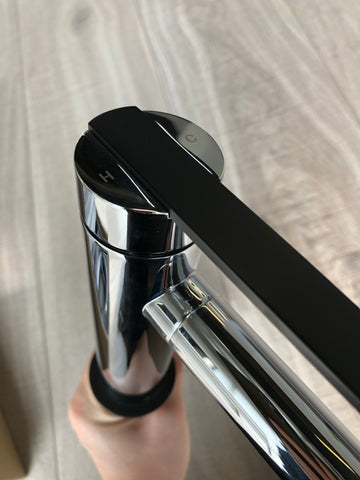Zeek LED Chrome Single Handle Faucet with Matte Black Handle Spout F-BC92