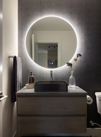 Zeek 36" Round Backlit LED Lighted Bathroom Wall Mirror Circular Acrylic Edge MARD36