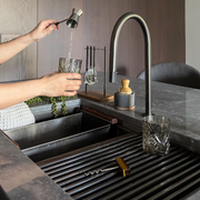 ZEEK 32" WORKSTATION DOUBLE BOWL GUNMETAL MATTE BLACK UNDERMOUNT / DROP-IN KITCHEN SINK WITH ACCESSORIES PVD NANO TECH COATING ENZO ZW-B509