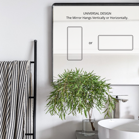 Zeek 60"x22" Black Metal Rectangular Wall Mirror, Thin Edge Full Length, Deep Set Mirror MB6022
