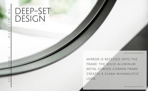 Zeek 31.5" Black Metal Round Wall Mirror, Thin Edge Frame, Deep Set Mirror MB3200