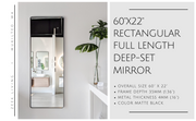 Zeek 60"x22" Black Metal Rectangular Wall Mirror, Thin Edge Full Length, Deep Set Mirror MB6022