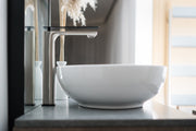 Zeek Brushed Nickel & Matt Black Handle Single Handle Tall Bathroom Faucet F-BN88