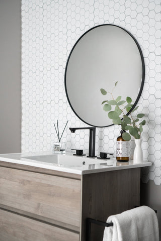 Zeek CT-2508 25" x 22" Vitreous China Ceramic Bathroom Vanity Top with Sink  - 3 Faucet Hole
