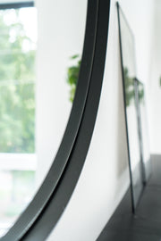 Zeek 31.5" Black Metal Round Wall Mirror, Thin Edge Frame, Deep Set Mirror MB3200