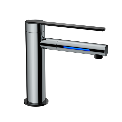 Zeek LED Chrome Single Handle Faucet with Matte Black Handle Spout F-BC92