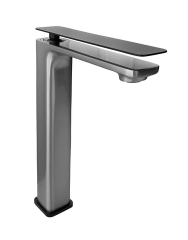 Zeek Brushed Nickel & Matt Black Handle Single Handle Tall Bathroom Faucet F-BN88