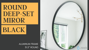 Zeek 31.5" Black Metal Round Wall Mirror, Thin Edge Frame, Deep Set Mirror MB3200