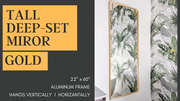 Zeek 60"x22" Gold Metal Rectangular Wall Mirror, Thin Edge Full Length, Deep Set Mirror MG6022
