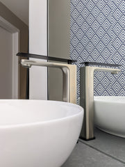 Zeek Brushed Nickel & Matt Black Handle Single Handle Tall Bathroom Faucet F-BN88