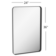 Zeek 24"x36" Black Metal Rectangular Wall Mirror, Thin Edge Frame, Deep Set Mirror MB3624