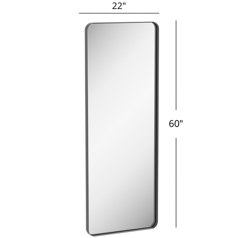 Zeek 60"x22" Black Metal Rectangular Wall Mirror, Thin Edge Full Length, Deep Set Mirror MB6022