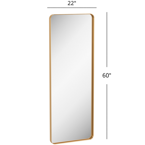 Zeek 60"x22" Gold Metal Rectangular Wall Mirror, Thin Edge Full Length, Deep Set Mirror MG6022