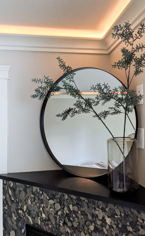 Zeek 31.5" Black Metal Round Wall Mirror, Thin Edge Frame, Deep Set Mirror MB3200