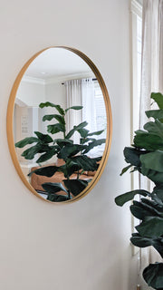 Zeek 31.5" Gold Metal Round Wall Mirror, Thin Edge Frame, Deep Set Mirror MG3200