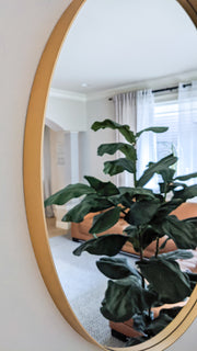 Zeek 31.5" Gold Metal Round Wall Mirror, Thin Edge Frame, Deep Set Mirror MG3200