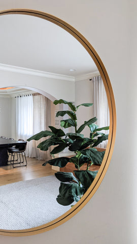 Zeek 31.5" Gold Metal Round Wall Mirror, Thin Edge Frame, Deep Set Mirror MG3200