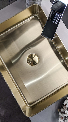Zeek 18”x13” Gold Rectangular Vessel Bathroom Sink Stainless Steel PVD Nano Tech Coating ZN-G183