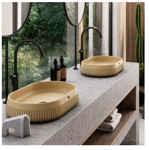 AUPAP02 22'' Concrete Rectangular Oval Vessel Sink - Bathroom