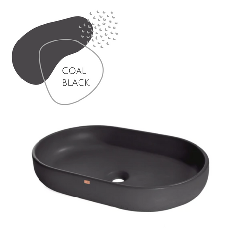 Black  Concrete Oval Vessel Sink  Bathroom