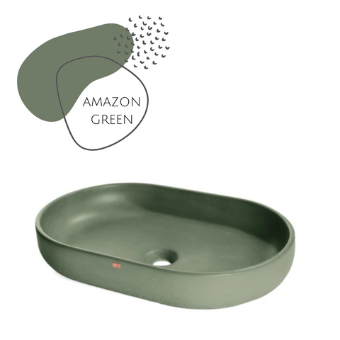 Green Concrete Oval Vessel Sink  Bathroom