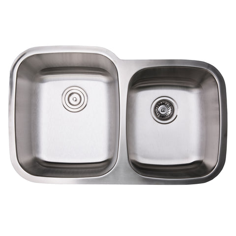 Zeek ZS-6400 32'' 60/40 Bowl Traditional Undermount / Drop-In Kitchen Sink