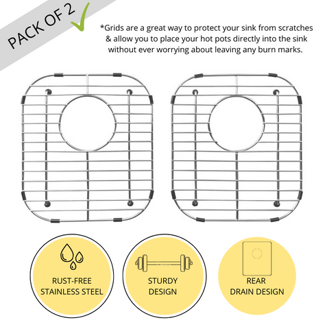 Zeek Kitchen Sink Bottom Grids Sink Protector Stainless Steel 11.6”x13.6” ZG-R1311