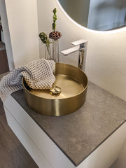 Zeek 14” Gold Round Vessel Bathroom Sink Stainless Steel PVD Nano Tech Coating ZN-G144