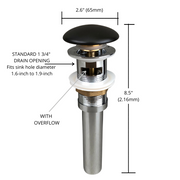 Zeek DB350 Matte Black Pop-Up Drain With Overflow