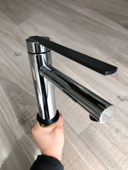 Zeek LED Chrome Single Handle Faucet with Matte Black Handle Spout F-BC92
