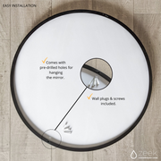 Zeek 31.5" Black Metal Round Wall Mirror, Thin Edge Frame, Deep Set Mirror MB3200