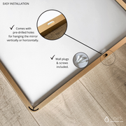 Zeek 60"x22" Gold Metal Rectangular Wall Mirror, Thin Edge Full Length, Deep Set Mirror MG6022
