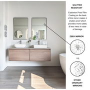 Zeek 24"x36" Black Metal Rectangular Wall Mirror, Thin Edge Frame, Deep Set Mirror MB3624