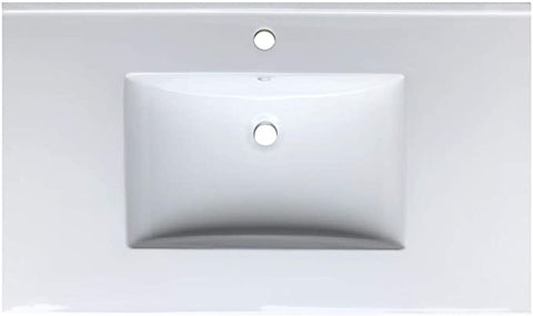 Zeek CT-3701 37" x 22" Vitreous China Ceramic Bathroom Vanity Top with Sink  - 1 Faucet Hole