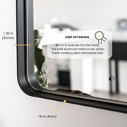 Zeek 60"x22" Black Metal Rectangular Wall Mirror, Thin Edge Full Length, Deep Set Mirror MB6022