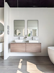 Zeek 24"x36" Black Metal Rectangular Wall Mirror, Thin Edge Frame, Deep Set Mirror MB3624