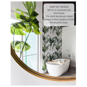 Zeek 31.5" Gold Metal Round Wall Mirror, Thin Edge Frame, Deep Set Mirror MG3200