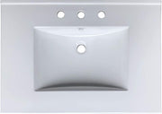 Zeek CT-3108 31" x 22" Vitreous China Ceramic Bathroom Vanity Top with Sink  - 3 Faucet Hole