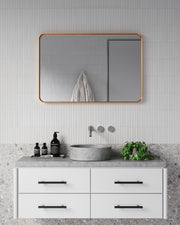 Zeek 24"x36" Gold Metal Rectangular Wall Mirror, Thin Edge Frame, Deep Set Mirror MG3624