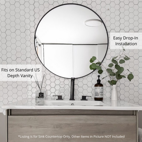 Zeek CT-3108 31" x 22" Vitreous China Ceramic Bathroom Vanity Top with Sink  - 3 Faucet Hole