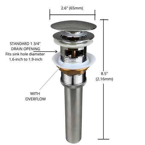 Zeek DC150 Chrome Pop-Up Drain With Overflow
