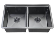 Zeek 32" Workstation Double Bowl Gunmetal Matte Black Undermount / Drop-In Kitchen Sink With Accessories PVD Nano Tech Coating ENZO ZW-B509
