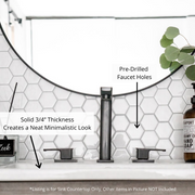 Zeek CT-2508 25" x 22" Vitreous China Ceramic Bathroom Vanity Top with Sink  - 3 Faucet Hole