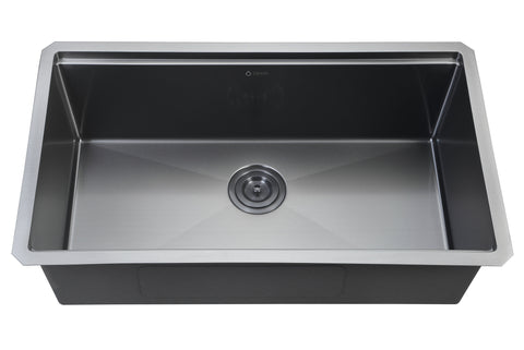 Zeek 32" Workstation Single Bowl Gunmetal Matte Black Undermount / Drop-In Kitchen Sink With Accessories PVD Nano Tech Coating ENZO ZW-B329