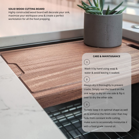 Zeek Wood Cutting Board for Undermount Ledge Sink UMB170