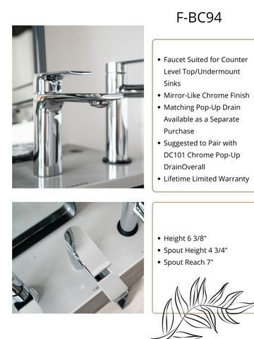 Zeek Chrome Single Handle Bathroom Faucet F-BC94