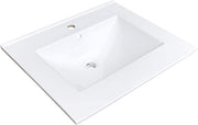 Zeek CT-2801 25" x 22" Vitreous China Ceramic Bathroom Vanity Top with Sink  - 1 Faucet Hole