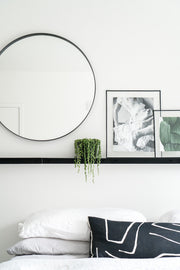 Zeek 31.5" Black Metal Round Wall Mirror, Thin Edge Frame, Deep Set Mirror MB3200