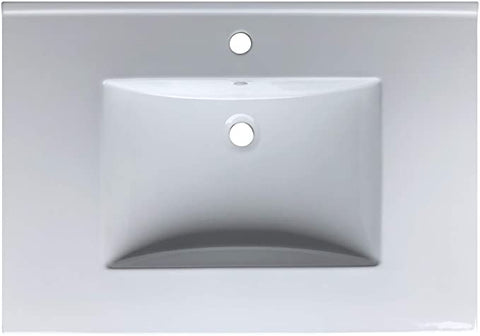 Zeek CT-3101 31" x 22" Vitreous China Ceramic Bathroom Vanity Top with Sink  - 1 Faucet Hole