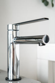 Zeek LED Chrome Single Handle Faucet with Matte Black Handle Spout F-BC92